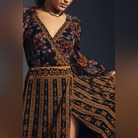 Farm Rio for Anthropologie Side Slit Maxi Dress Size S - Picture 3 of 13